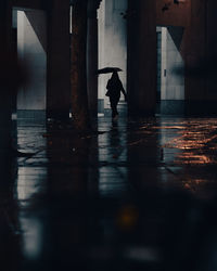 Silhouette man standing in water