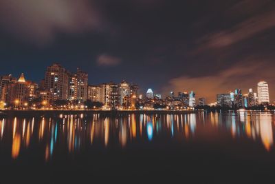 Illuminated city at night