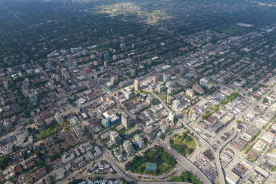 High angle view of buildings in city