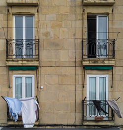 Clothing hanging outside building