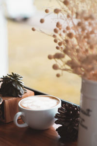 Coffee cup on table