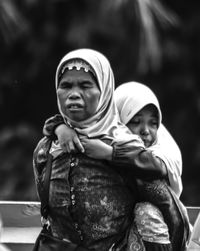 Portrait of mother and son