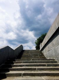 Low angle view of stairs against sky