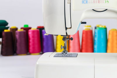 Close-up of sewing machine