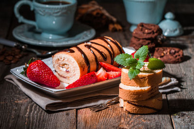 Close-up of dessert on table