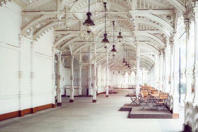 Karlovy vary, czech republic - january 16 2015 - wooden market colonnade built in swiss style.