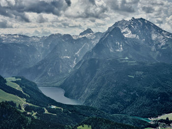 View from kehlstein hill on lake konigssee and beautiful nature around, berchtesgaden, germany