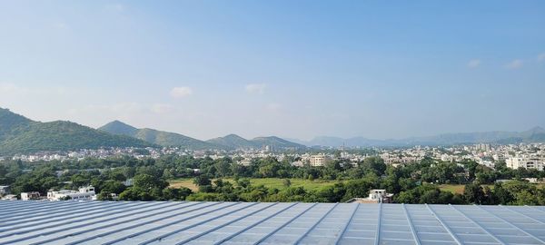 High angle view of cityscape against sky