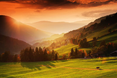 Scenic view of field against sky during sunset