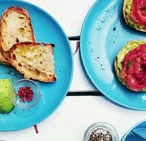 High angle view of food in plate