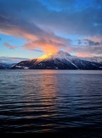 Scenic view of sea against sky during sunset