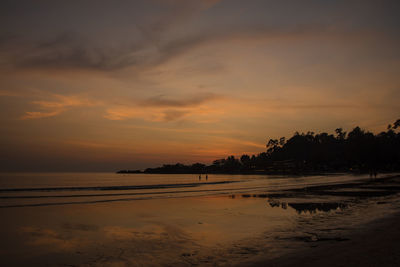 Scenic view of sea at sunset