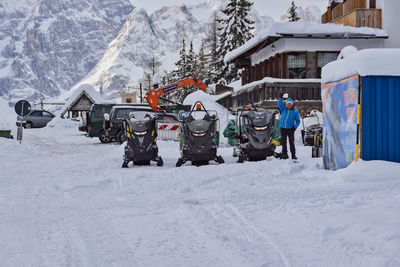 Panoramic view of ski lift during winter