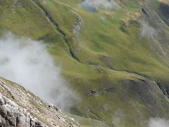 High angle view of verdant mountain 