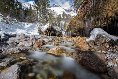Stream flowing through rocks in forest
