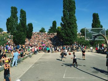 People walking on road