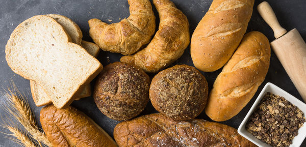 High angle view of pumpkins in container