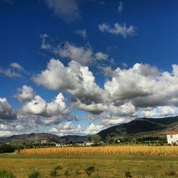 Scenic view of landscape against cloudy sky