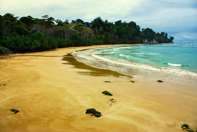 Scenic view of beach against sky