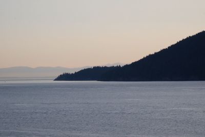 Scenic view of sea against clear sky during sunset