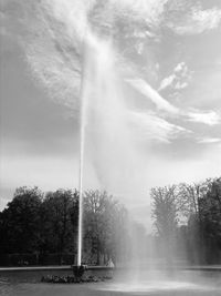 Scenic view of waterfall against sky