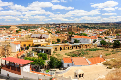 High angle view of townscape against sky