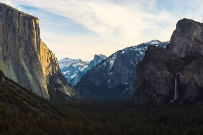 Scenic view of mountains at yosemite national park during sunset