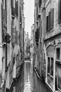 Canal amidst buildings in city against sky