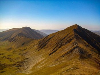 Scenic view of mountains against clear sky