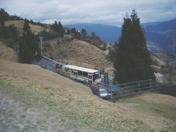 Landscape with mountain range in background