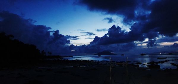 Scenic view of sea against sky at sunset