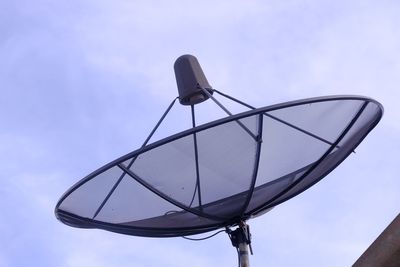 Low angle view of basketball hoop against sky