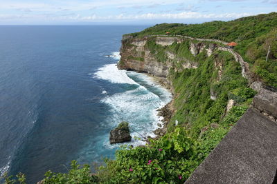 High angle view of sea against sky