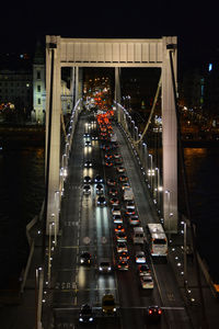 High angle view of illuminated bridge