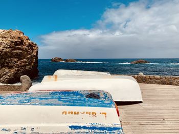 Scenic view of sea shore against sky