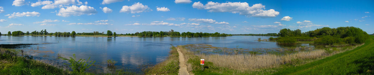 Panoramic view of lake against sky