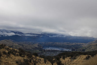 High angle view of landscape against sky