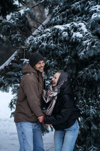 Valentines day outdoors celebration date ideas. winter love story. cold season dating for couples