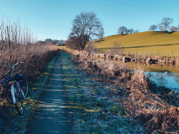 Bicycle by a canal path