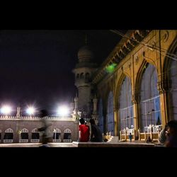 Facade of church at night