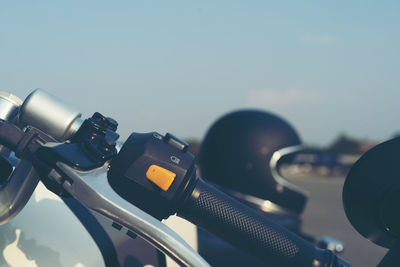 Close-up of bicycle against sky