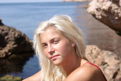 Portrait of beautiful woman at beach