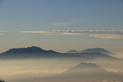 Mount argopuro. scenic view of silhouette mountains against sky during sunset