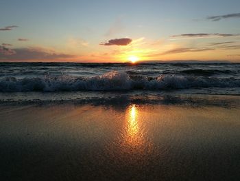 Scenic view of sea during sunset