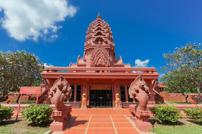 Facade of temple against sky
