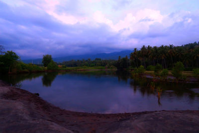 Scenic view of lake against sky