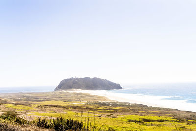 Scenic view of sea against clear sky