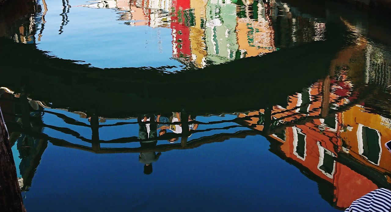 REFLECTION OF BUILDINGS IN LAKE