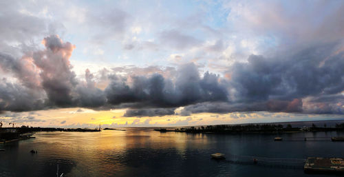 Panoramic view of sea against dramatic sky