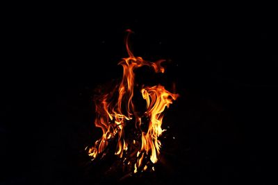 Close-up of fire over black background